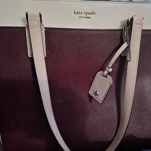 kate spade Cream and Purple Tote Bag
